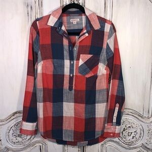 Medrona NWT  Plaid Long Sleeve Half Button Down Shirt Size XS